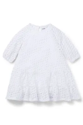 Kids' long-sleeved dress with monogram details