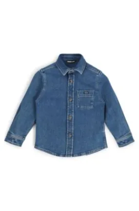 Kids' long-sleeved shirt in stretch-cotton denim