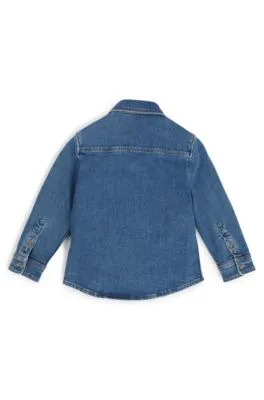 Kids' long-sleeved shirt in stretch-cotton denim