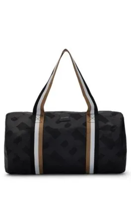 Kids' monogram-pattern holdall with signature-stripe straps