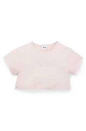 Kids' oversize-fit stretch-cotton T-shirt with logo artwork