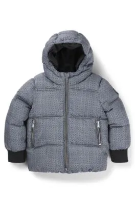 Kids' padded jacket with all-over checks and monograms