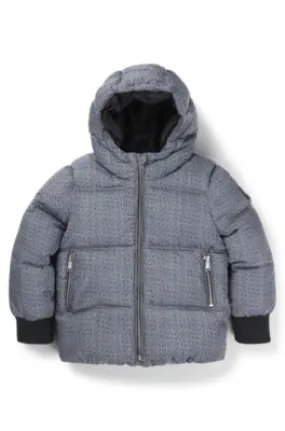 Kids' padded jacket with all-over checks and monograms