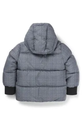 Kids' padded jacket with all-over checks and monograms