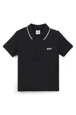 Kids' polo shirt in cotton piqué with printed logo