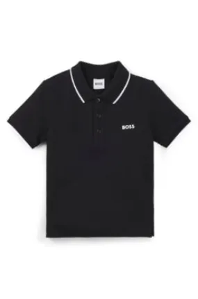 Kids' polo shirt in cotton piqué with printed logo