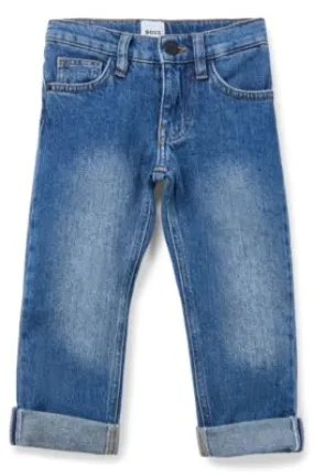 Kids' regular-fit jeans in blue stretch denim