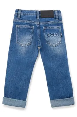 Kids' regular-fit jeans in blue stretch denim