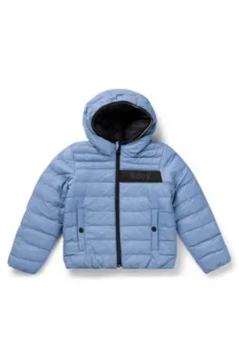 Kids' reversible hooded jacket with water-repellent finish