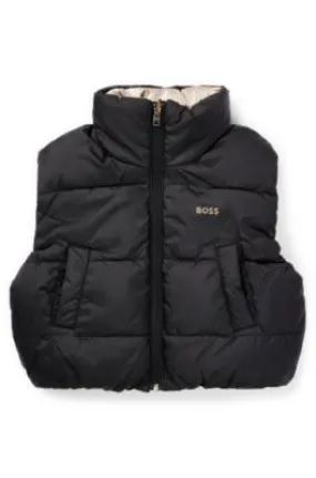 Kids' reversible water-repellent gilet with logo details