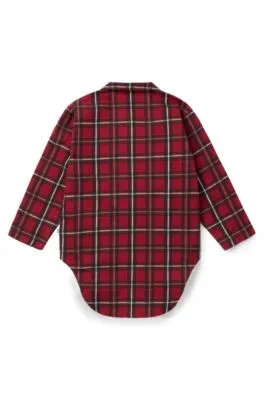 Kids' shirt dress in checked cotton with logo print