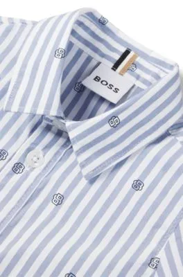 Kids' shirt in striped cotton with Double B monograms