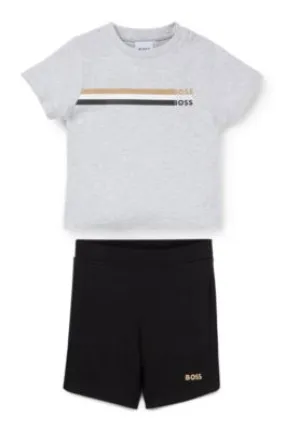 Kids' shorts and T-shirt set with logo details