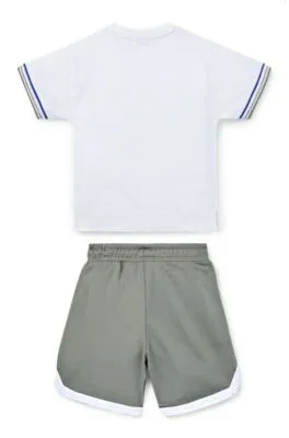 Kids' shorts and T-shirt set with tennnis-inspired artwork