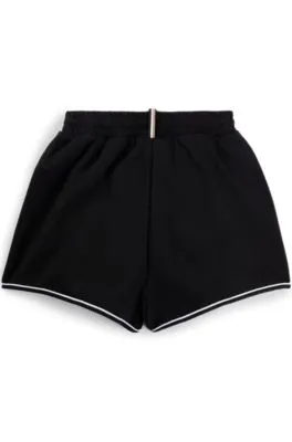 Kids' shorts in stretch fabric with piping and logo