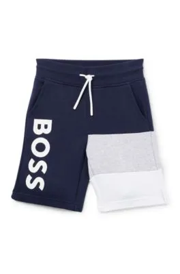 Kids' shorts with color-blocking and logo