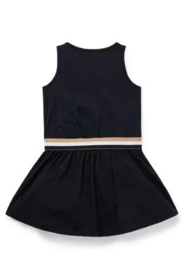 Kids' sleeveless dress with signature stripe and logo