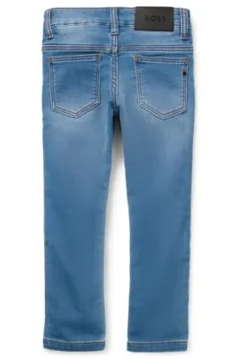 Kids' slim-fit jeans in blue stretch denim