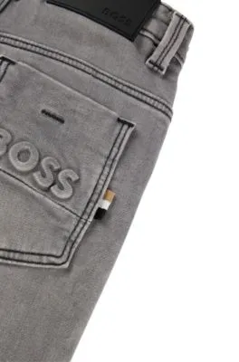 Kids' slim-fit jeans in gray fleece-touch denim