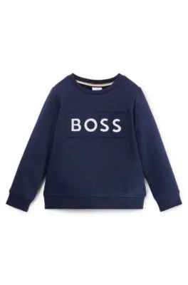 Kids' sweatshirt in cotton-blend fleece with contrast logo