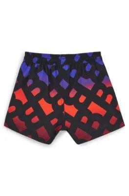 Kids' swim shorts with gradient monogram print