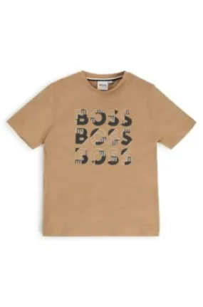 Kids' T-shirt in cotton with triple-logo print