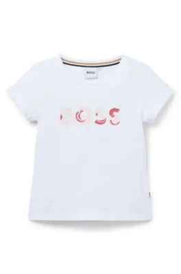 Kids' T-shirt in stretch cotton with logo print