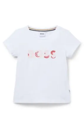 Kids' T-shirt in stretch cotton with logo print