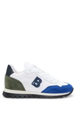 Kids' trainers in mixed materials with monogram detail