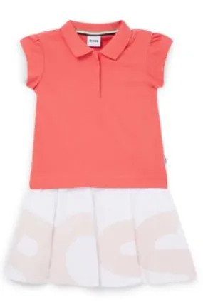 Kids' two-in-one polo dress with logo print