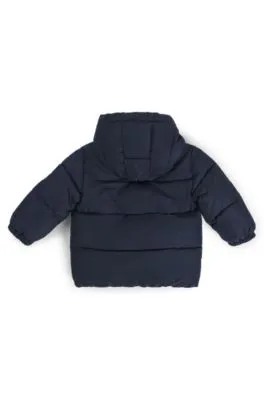 Kids' water-repellent padded jacket with logo print