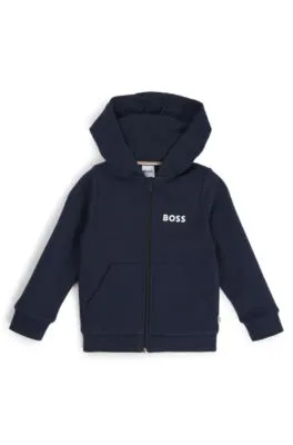 Kids' zip-up fleece hoodie with logo print