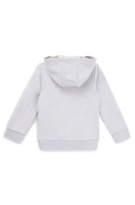 Kids' zip-up fleece hoodie with vertical logo print