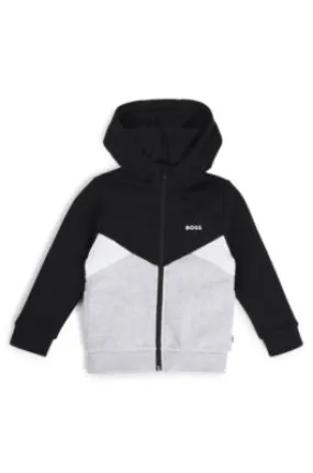 Kids' zip-up hoodie with color-blocking and logo