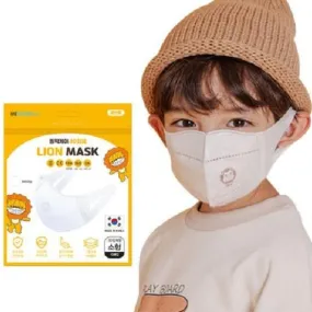 White Lion Kids 3D Facial Masks - Small Size (10/50/100 Pieces) Made in Korea - Disposable Fine Dust MB Filter School Mask