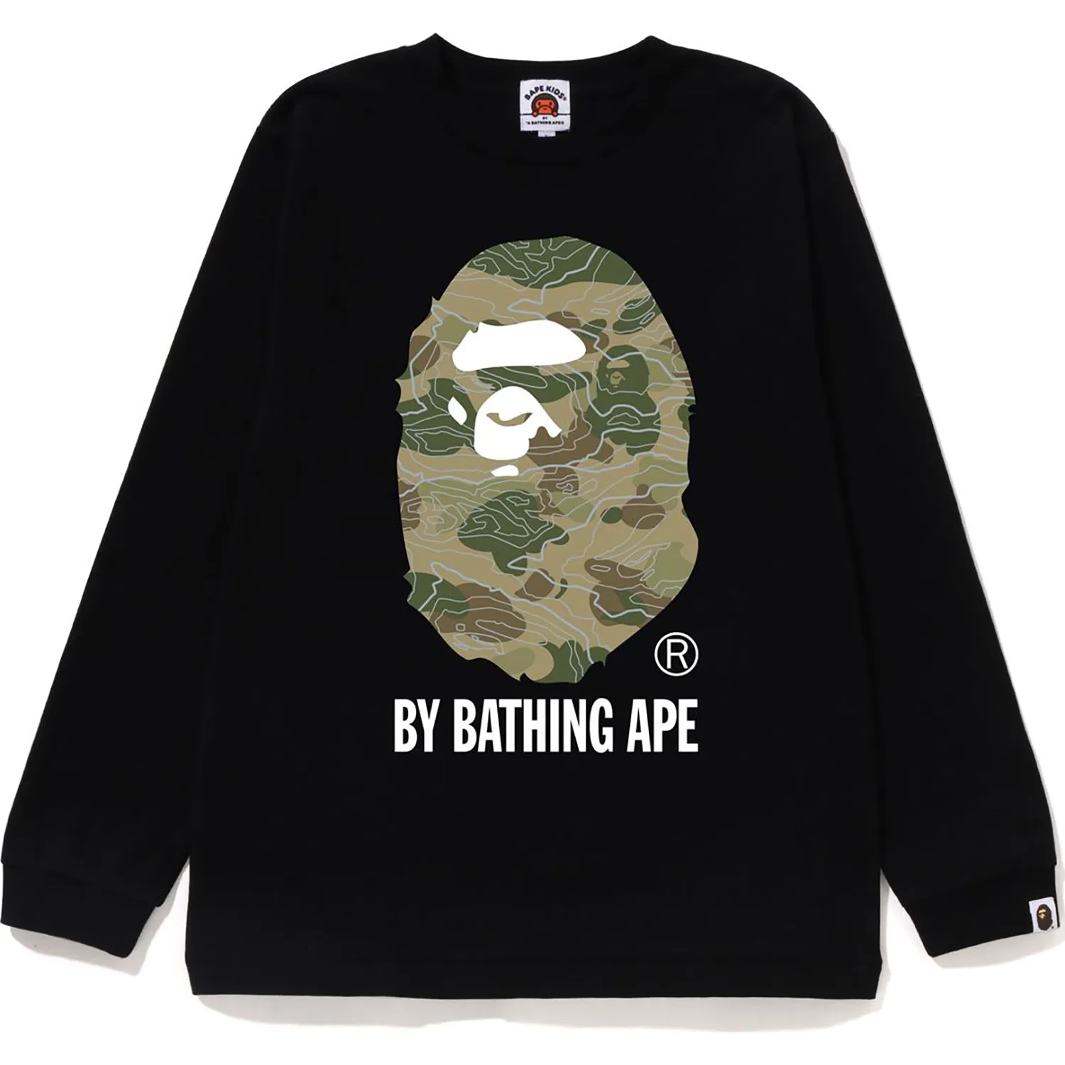 Kids Long Sleeve Camo Tee by Bathing Ape with Layered Design