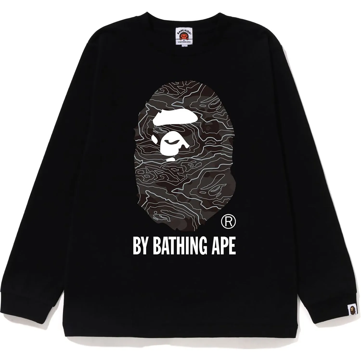 Kids Long Sleeve Camo Tee by Bathing Ape with Layered Design