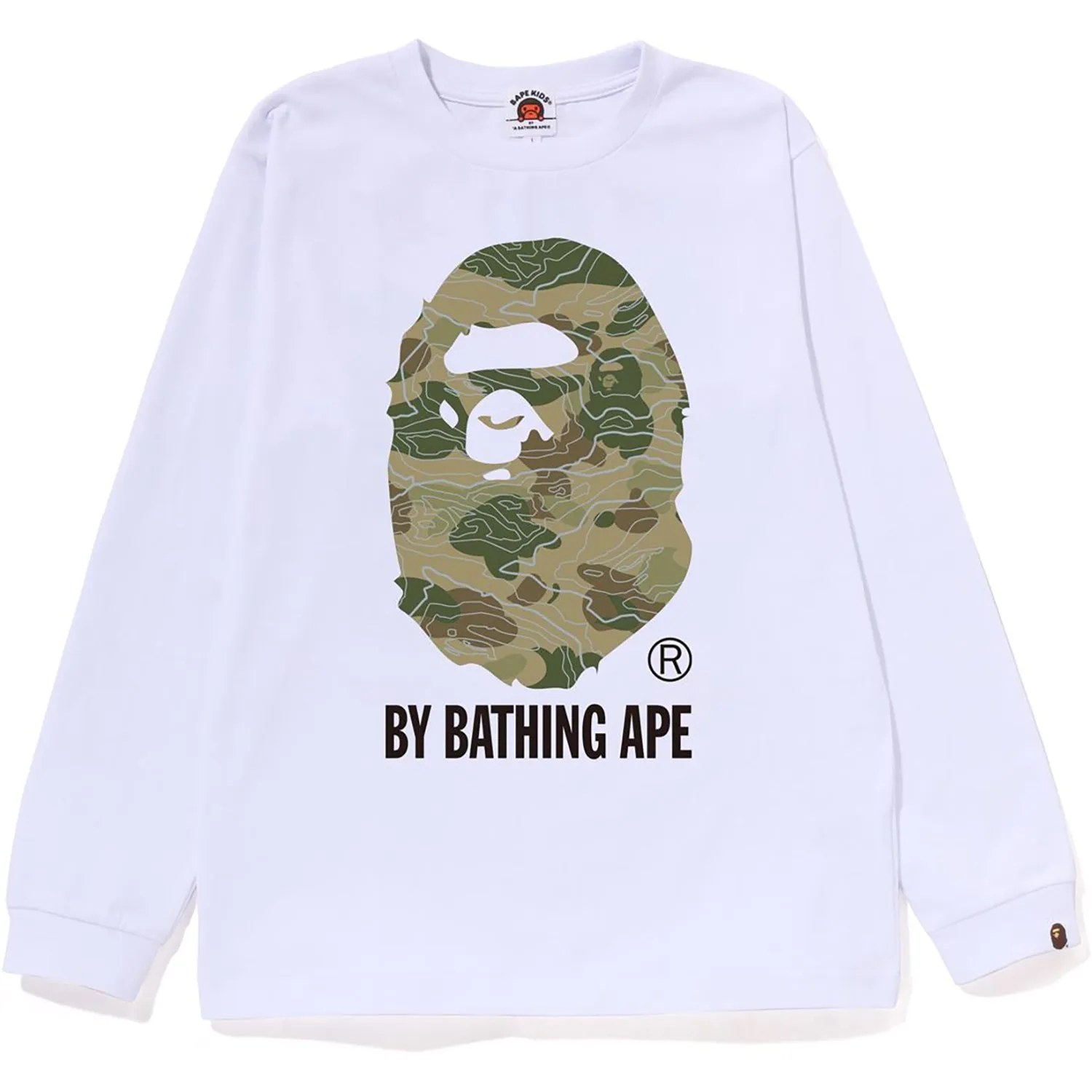 Kids Long Sleeve Camo Tee by Bathing Ape with Layered Design