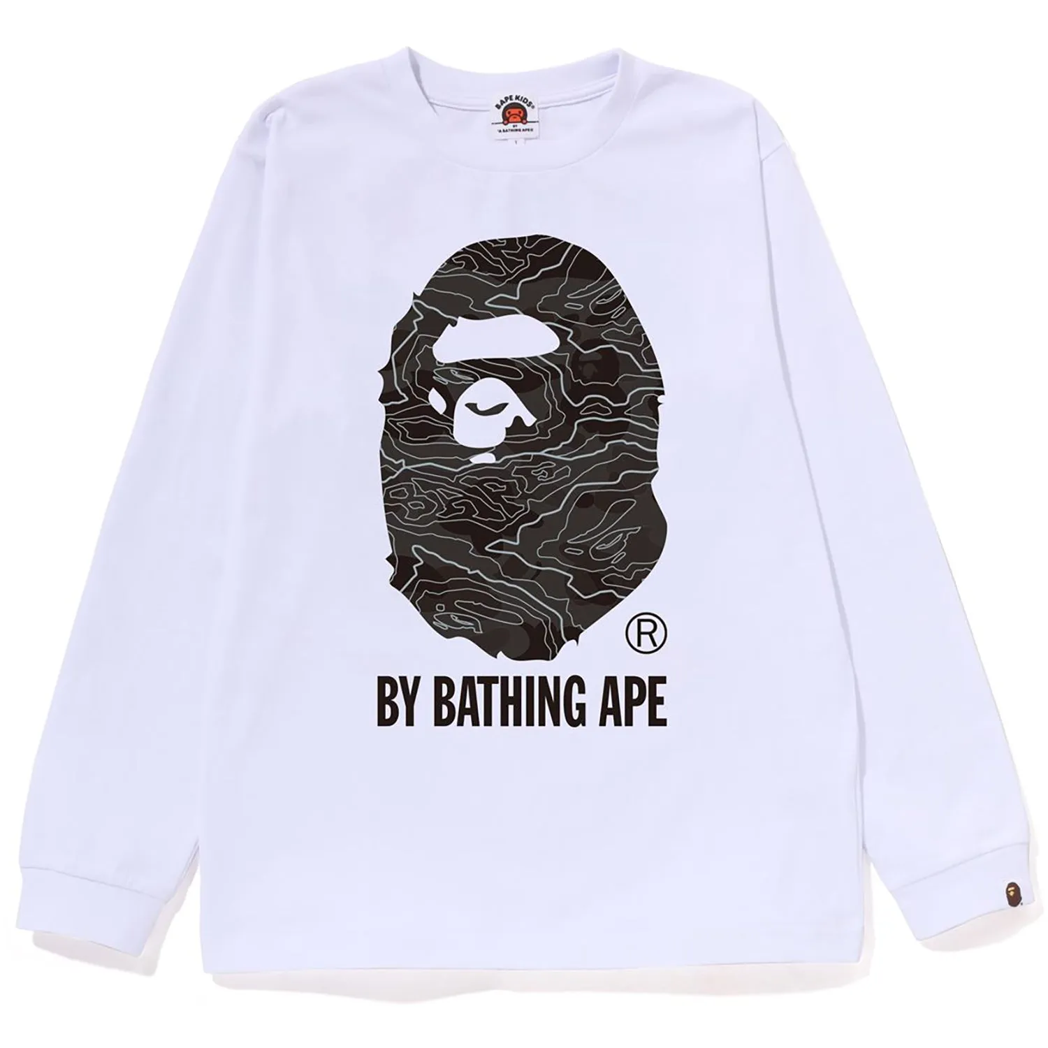 Kids Long Sleeve Camo Tee by Bathing Ape with Layered Design