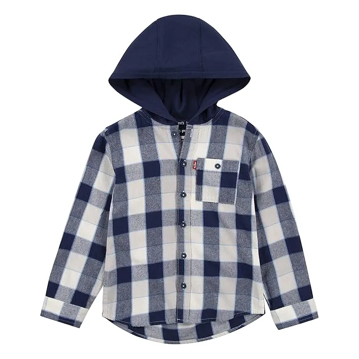 Levi's® Kids Hooded Button-Up Flannel Shirt (Little Kids)