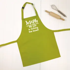 'Licking The Bowl' Personalised Kids Apron