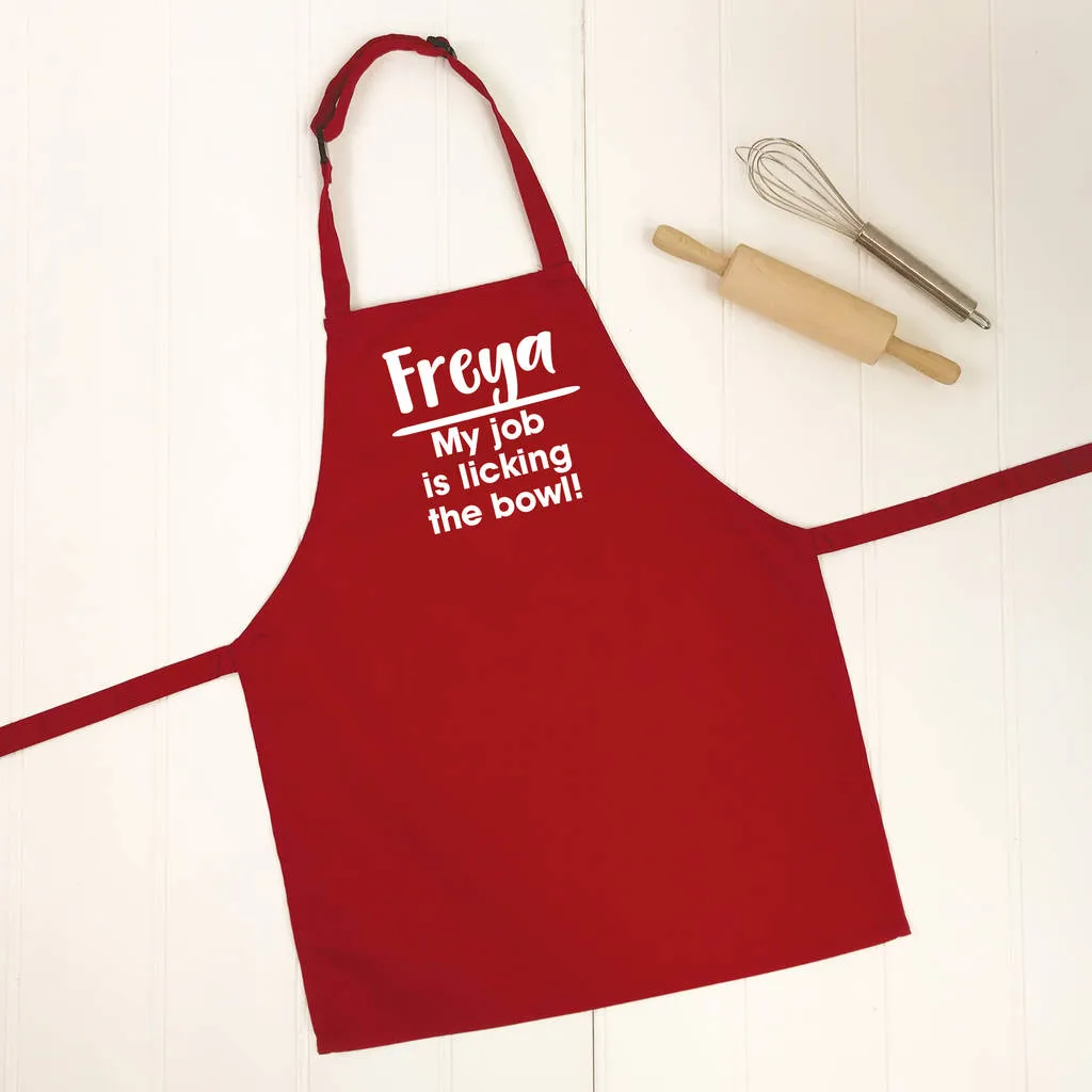 'Licking The Bowl' Personalised Kids Apron