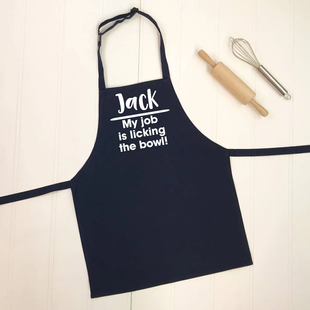 'Licking The Bowl' Personalised Kids Apron