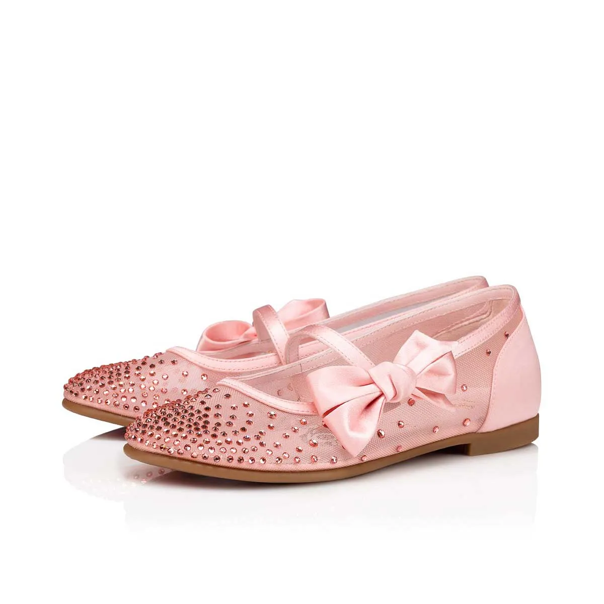 Melodie Strass Ballerinas - Mesh and crepe satin - Rosy - Kids