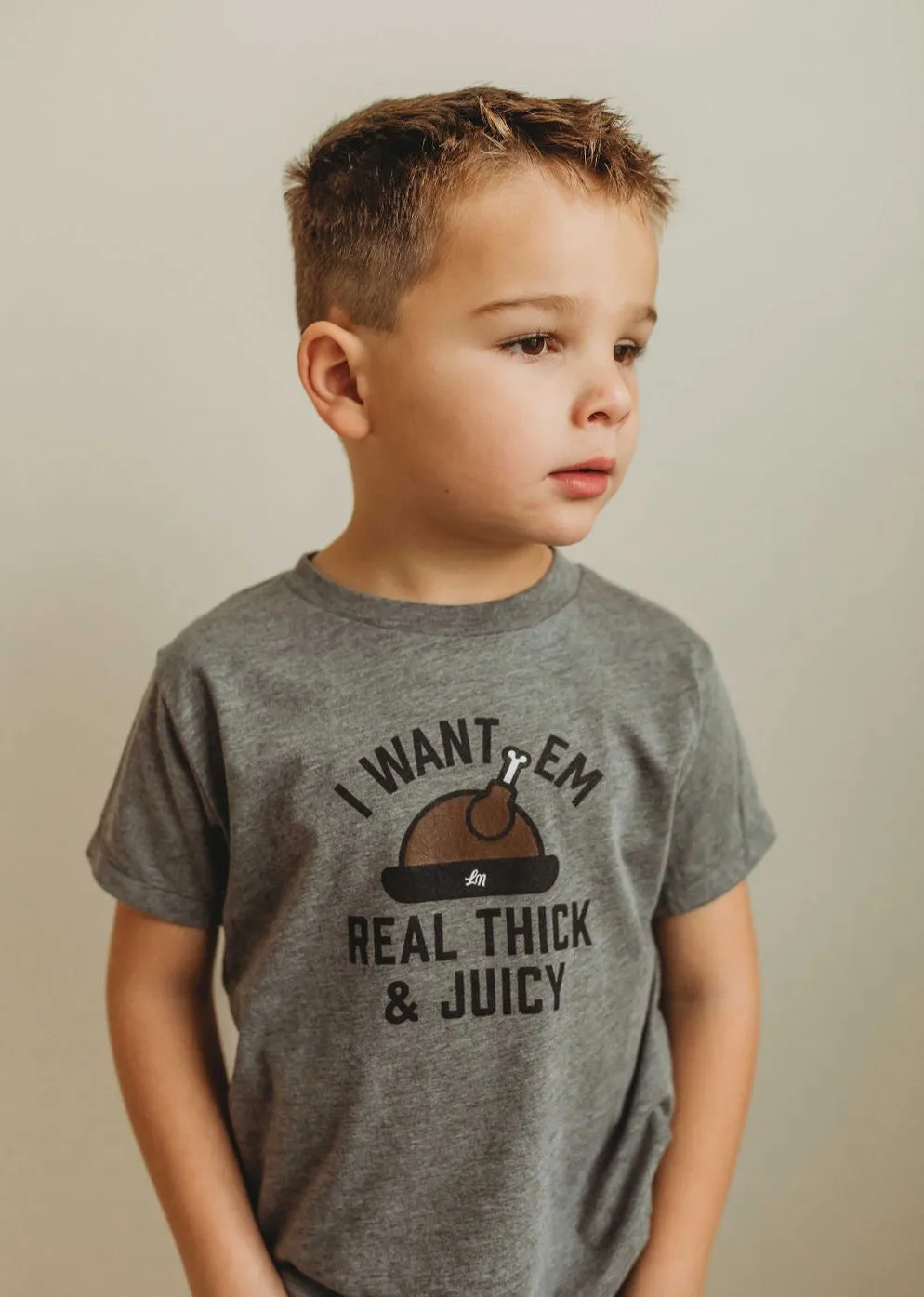 Heather Gray 'I Want Em Real Thick + Juicy' Tee by LEDGER