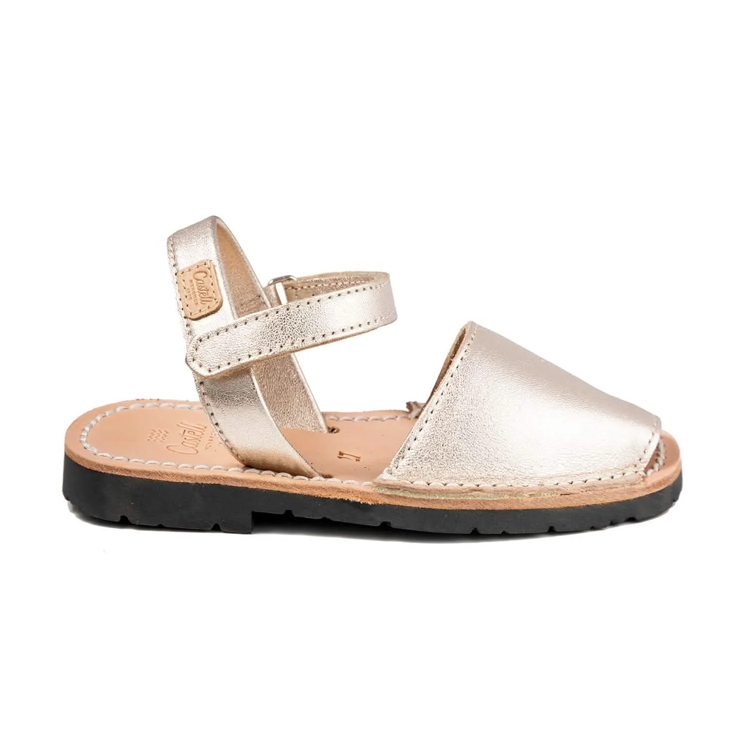 Metallic Plain Leather Menorcan Sandal for Kids - Iker 1002