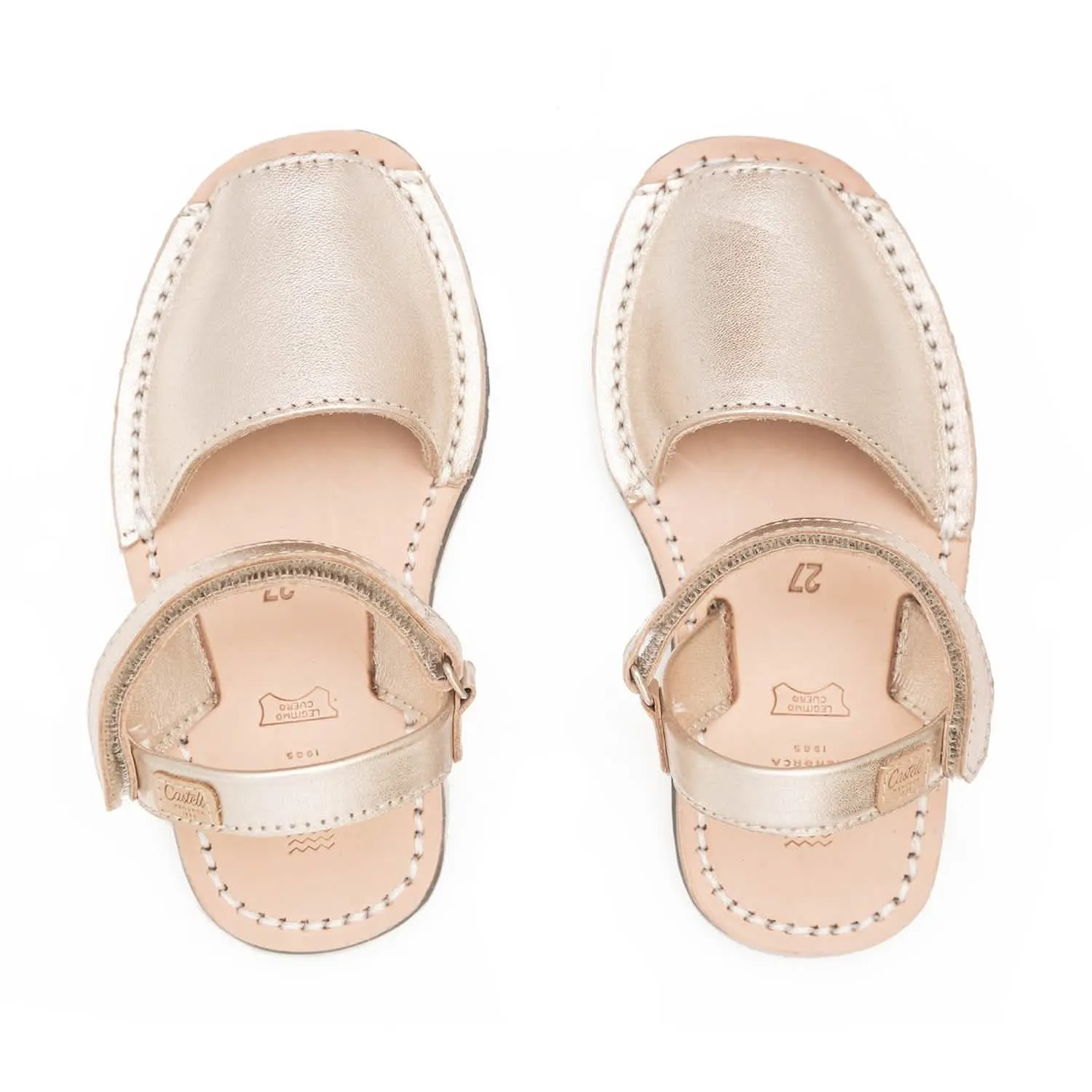 Metallic Plain Leather Menorcan Sandal for Kids - Iker 1002