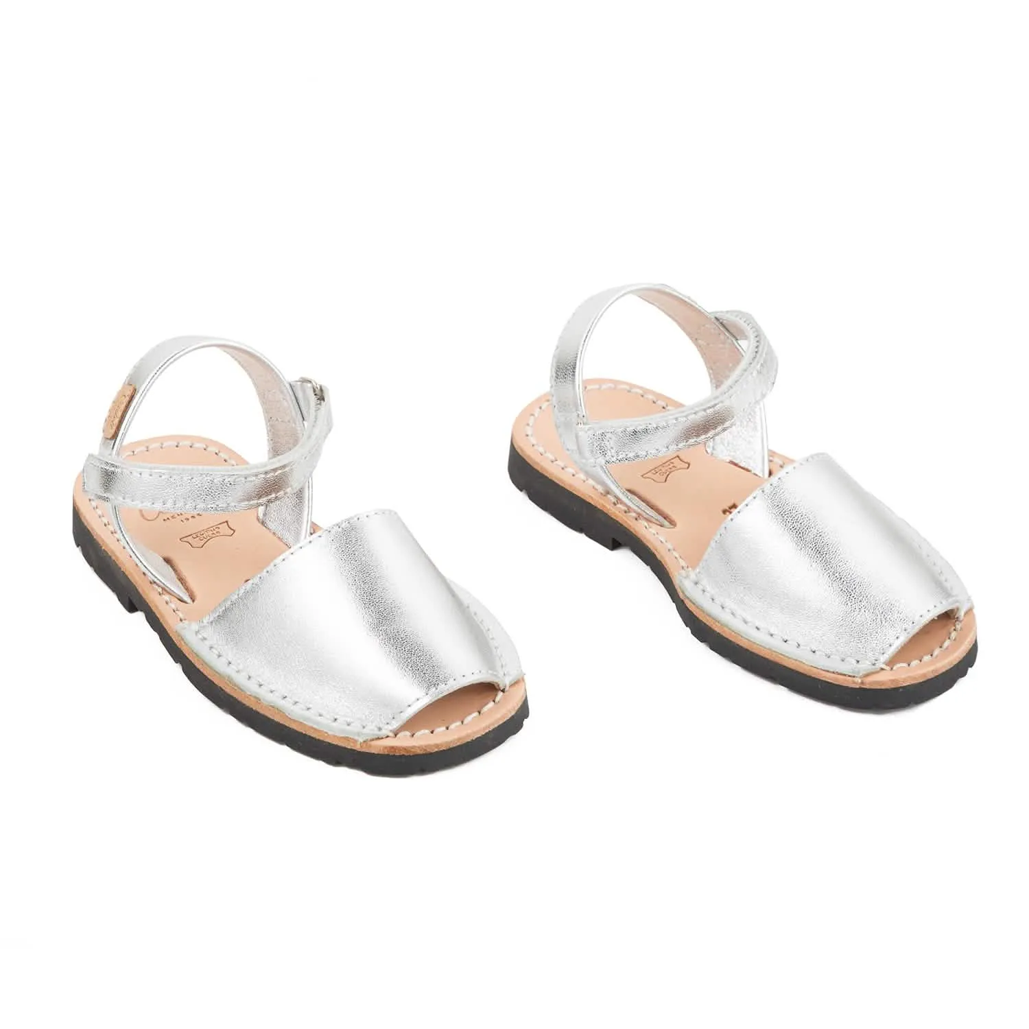 Metallic Plain Leather Menorcan Sandal for Kids - Iker 1002