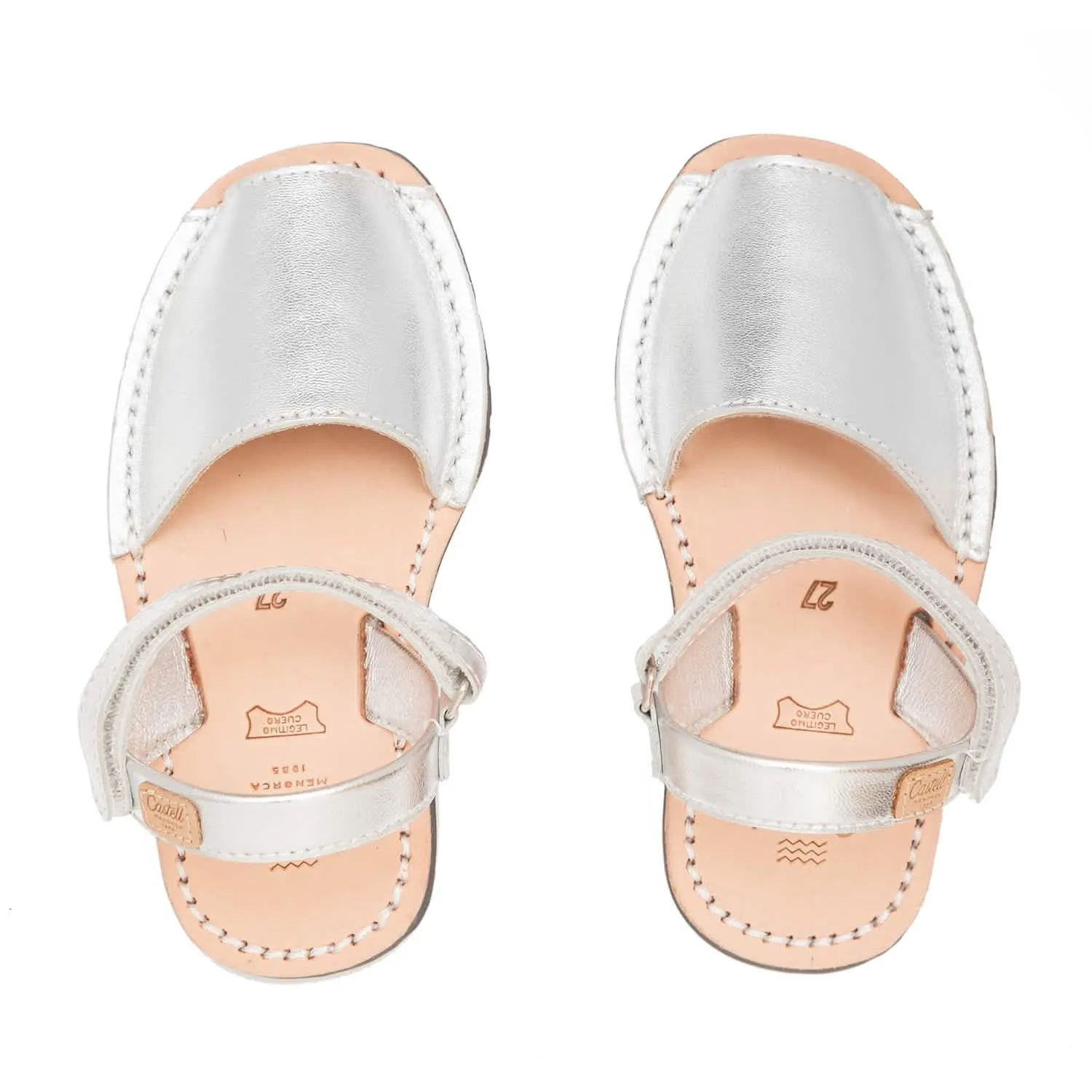 Metallic Plain Leather Menorcan Sandal for Kids - Iker 1002