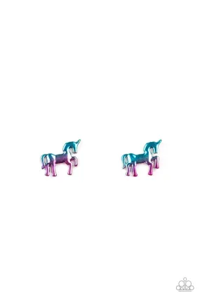 Kids Unicorn Post Earrings Shimmer Starlet Metallic Paparazzi iLLASPARKZ